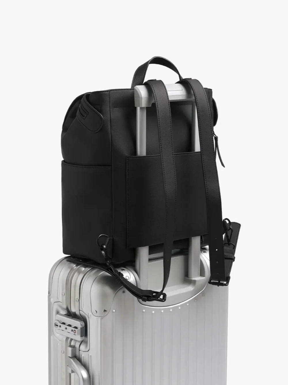 Mini baie Kinney black leather vegan diaper bag backpack - Picture 6 of 6